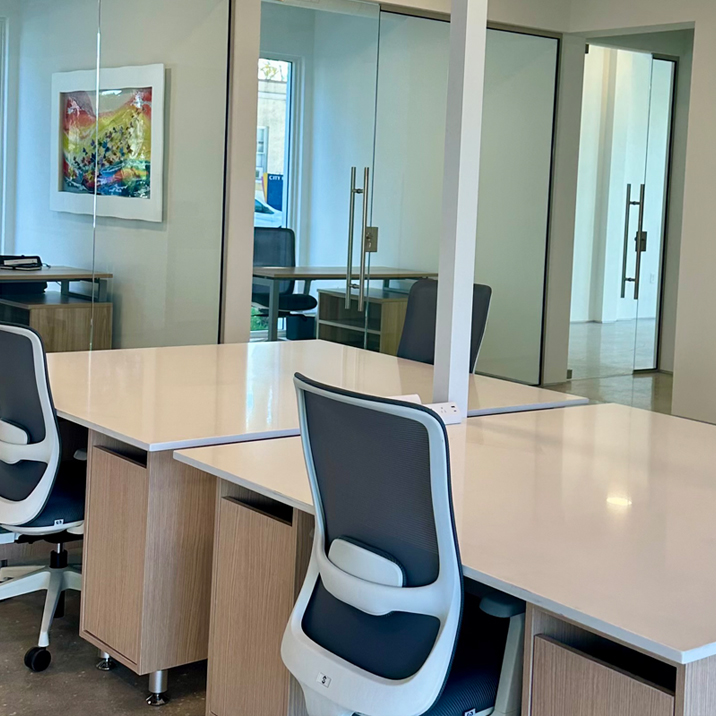 Conference room setup with display and whiteboard